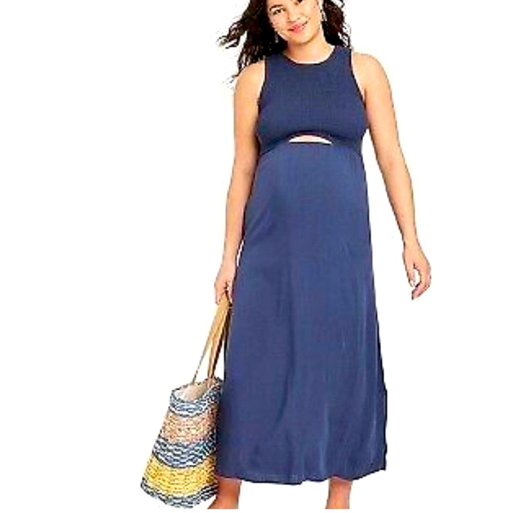 Smocked Cut Out Maxi Maternity Dress - New Without Tags